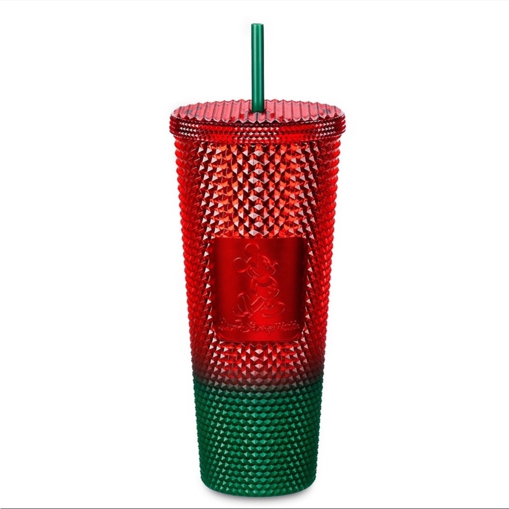 Mickey Mouse Christmas Starbucks Red Green Ombre Tumbler Walt Disney World, NWT